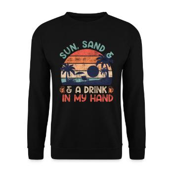 Plage ensoleillée un verre à la main fête de vacances - Sweat-shirt Unisexe - noir - Devant - Alina (178cm) & Michal (187cm)