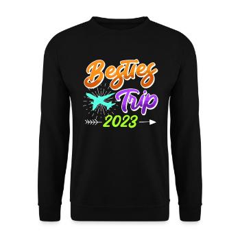 Besties Trip 2023 Urlaub mit Freunden Spring Break - Unisex Pullover - Schwarz - Vorne - Alina (178cm) & Michal (187cm)