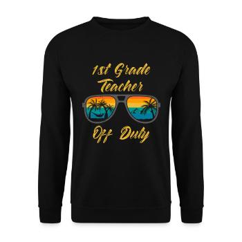 First Class Class Class Teacher off duty Holiday Teacher - Unisex Sweatshirt - black - Front - Alina (178cm) & Michal (187cm)
