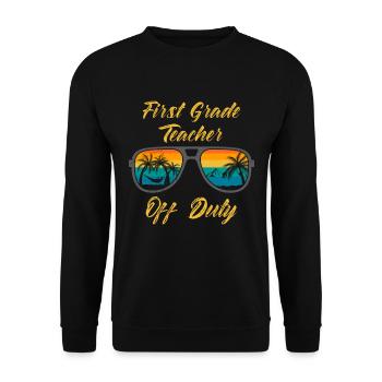 First Class Class Class Teacher off duty Holiday Teacher - Unisex Sweatshirt - black - Front - Alina (178cm) & Michal (187cm)