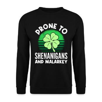 Enclin à être Shenanigan & Malarkey St Patricks Day - Sweat-shirt Unisexe - noir - Devant - Alina (178cm) & Michal (187cm)