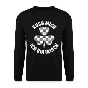 Küss mich ich bin Irisch St. Patrick’s Day - Unisex Pullover - Schwarz - Vorne - Alina (178cm) & Michal (187cm)