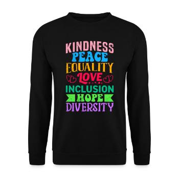 Inklusion Gleichheit Freundlichkeit Akzeptanz - Unisex Pullover - Schwarz - Vorne - Alina (178cm) & Michal (187cm)