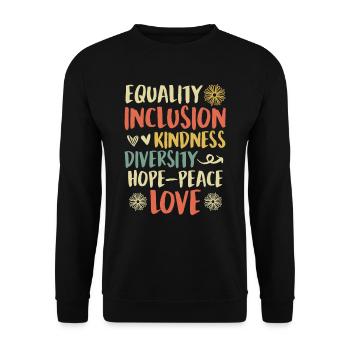 Inklusion handicap Akzeptanz und Awareness - Unisex Pullover - Schwarz - Vorne - Alina (178cm) & Michal (187cm)