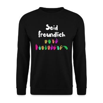 Mental Health Seid freundlich zu euch - Unisex Pullover - Schwarz - Vorne - Alina (178cm) & Michal (187cm)