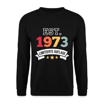 Limitierte 1973 50. Geburtstag 50 Jahre Herren - Unisex Pullover - Schwarz - Vorne - Alina (178cm) & Michal (187cm)