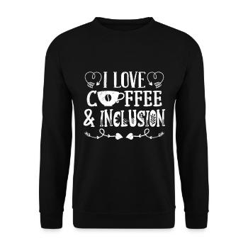 J’aime le Café et l’inclusion handicap Solidarité - Sweat-shirt Unisexe - noir - Devant - Alina (178cm) & Michal (187cm)