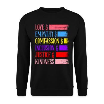 Inklusion Gleichheit Freundlichkeit Akzeptanz - Unisex Pullover - Schwarz - Vorne - Alina (178cm) & Michal (187cm)