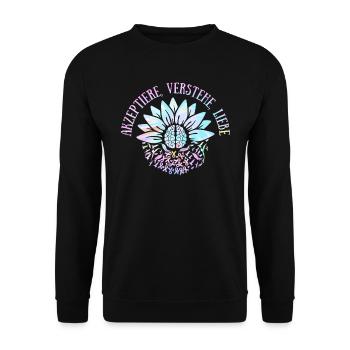 Inklusion Akzeptiere Verstehe Liebe handicap - Unisex Pullover - Schwarz - Vorne - Alina (178cm) & Michal (187cm)