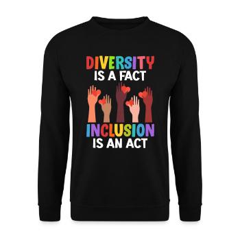 La diversité est un fait L’inclusion est un acte Vielfalt - Sweat-shirt Unisexe - noir - Devant - Alina (178cm) & Michal (187cm)