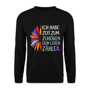 Mental Health Ich habe Zeit zum Zuhören Dein Leben - Unisex Pullover - Schwarz - Vorne - Alina (178cm) & Michal (187cm)