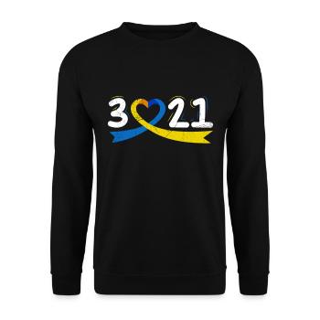 Boucle de sensibilisation à l’étiquette du syndrome de Down mondial pour - Sweat-shirt Unisexe - noir - Devant - Alina (178cm) & Michal (187cm)