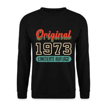 Limitierte 1973 50. Geburtstag 50 Jahre Herren - Unisex Pullover - Schwarz - Vorne - Alina (178cm) & Michal (187cm)