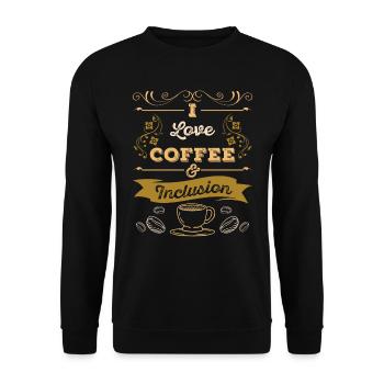 I love Coffee and Inclusion - Unisex Pullover - Schwarz - Vorne - Alina (178cm) & Michal (187cm)