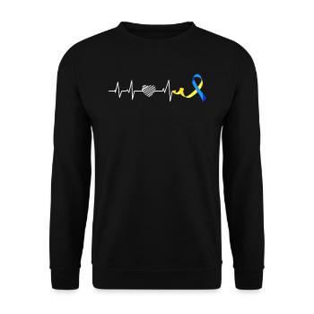 Down Syndrome Awareness Loop extra - Unisex Sweatshirt - black - Front - Alina (178cm) & Michal (187cm)