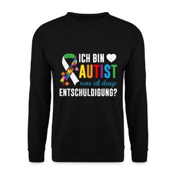 Ich bin Autist was ist deine Entschuldigung - Unisex Pullover - Schwarz - Vorne - Alina (178cm) & Michal (187cm)
