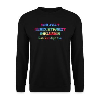 Autisten Spruch Das Richtige tun Bewusstsein - Unisex Pullover - Schwarz - Vorne - Alina (178cm) & Michal (187cm)