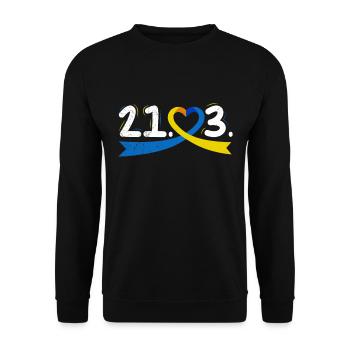 Boucle de sensibilisation à l’étiquette du syndrome de Down mondial pour - Sweat-shirt Unisexe - noir - Devant - Alina (178cm) & Michal (187cm)