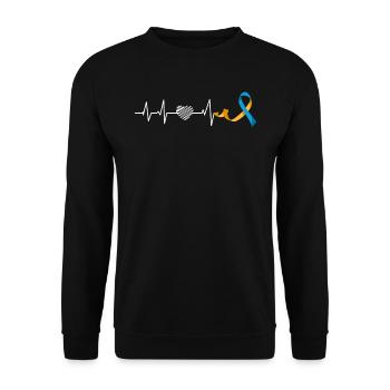 Down Syndrome Awareness Loop Extra - Unisex Sweatshirt - black - Front - Alina (178cm) & Michal (187cm)
