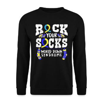 Down Syndrome Rock your Socks Awareness - Sweat-shirt Unisexe - noir - Devant - Alina (178cm) & Michal (187cm)