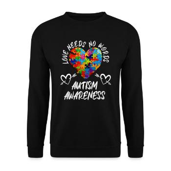 Autismus Awareness Liebe und Gerechtigkeit - Unisex Pullover - Schwarz - Vorne - Alina (178cm) & Michal (187cm)