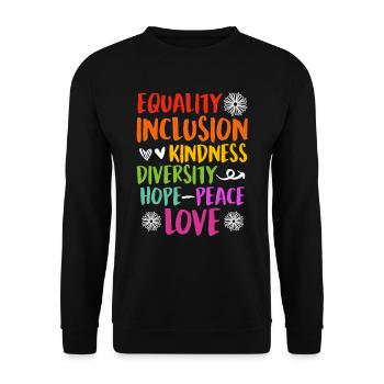 Inklusion handicap Akzeptanz und Awareness - Unisex Pullover - Schwarz - Vorne - Alina (178cm) & Michal (187cm)