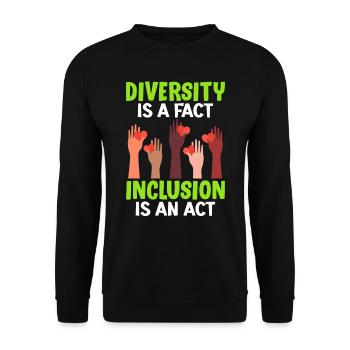 La diversité est un fait L’inclusion est un acte Vielfalt - Sweat-shirt Unisexe - noir - Devant - Alina (178cm) & Michal (187cm)