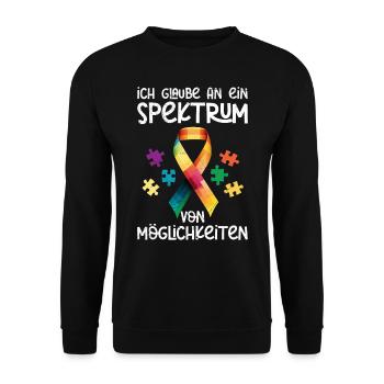 Autismus Ich glaube an Spektrum von Möglichkeiten - Unisex Pullover - Schwarz - Vorne - Alina (178cm) & Michal (187cm)