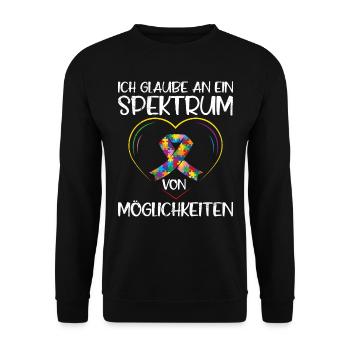 Autismus Ich glaube an Spektrum von Möglichkeiten - Unisex Pullover - Schwarz - Vorne - Alina (178cm) & Michal (187cm)