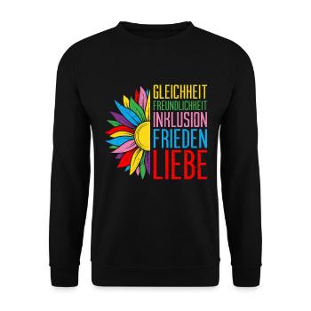 Inklusion Gleichheit Freundlichkeit Akzeptanz - Unisex Pullover - Schwarz - Vorne - Alina (178cm) & Michal (187cm)