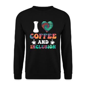 J’adore le café et le handicap Inklusion - Sweat-shirt Unisexe - noir - Devant - Alina (178cm) & Michal (187cm)