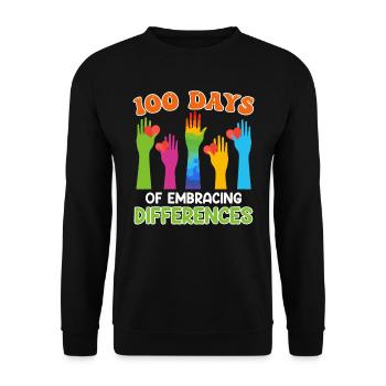 100 jours de diversité et d’inclusion solidaire - Sweat-shirt Unisexe - noir - Devant - Alina (178cm) & Michal (187cm)