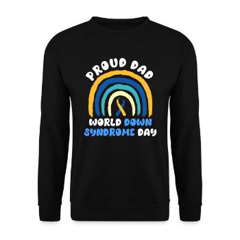 Down Syndrom Vater und Mutter mit Kind - Unisex Pullover - Schwarz - Vorne - Alina (178cm) & Michal (187cm)