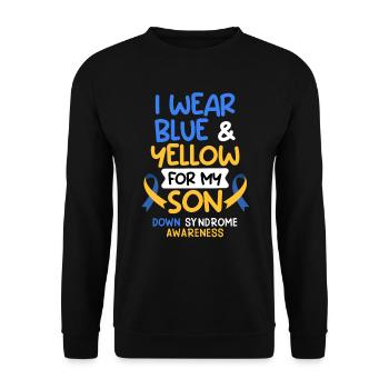 Down Syndrom Vater und Mutter mit Kind - Unisex Pullover - Schwarz - Vorne - Alina (178cm) & Michal (187cm)