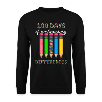 100 jours de sensibilisation à la diversité et à la solidarité - Sweat-shirt Unisexe - noir - Devant - Alina (178cm) & Michal (187cm)