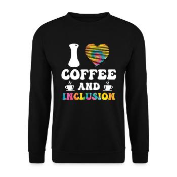 J’adore le café et le handicap Inklusion - Sweat-shirt Unisexe - noir - Devant - Alina (178cm) & Michal (187cm)