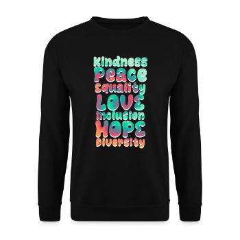 Inclusion Acceptance Kindness Solidarity - Unisex Sweatshirt - black - Front - Alina (178cm) & Michal (187cm)