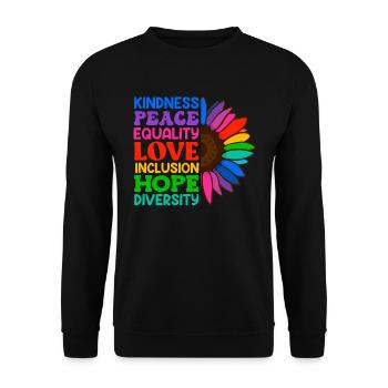 Inclusion Acceptation Gentillesse Solidarité - Sweat-shirt Unisexe - noir - Devant - Alina (178cm) & Michal (187cm)