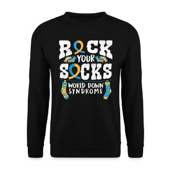 Down Syndrome Rock Your Socks Awareness - Sweat-shirt Unisexe - noir - Devant - Alina (178cm) & Michal (187cm)