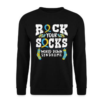 Down Syndrome Rock Your Socks Awareness - Sweat-shirt Unisexe - noir - Devant - Alina (178cm) & Michal (187cm)
