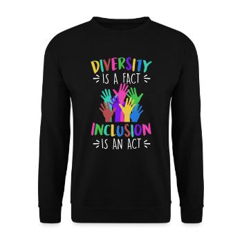 Diversity is a fact Inclusion is an Act Vielfalt - Unisex Sweatshirt - black - Front - Alina (178cm) & Michal (187cm)