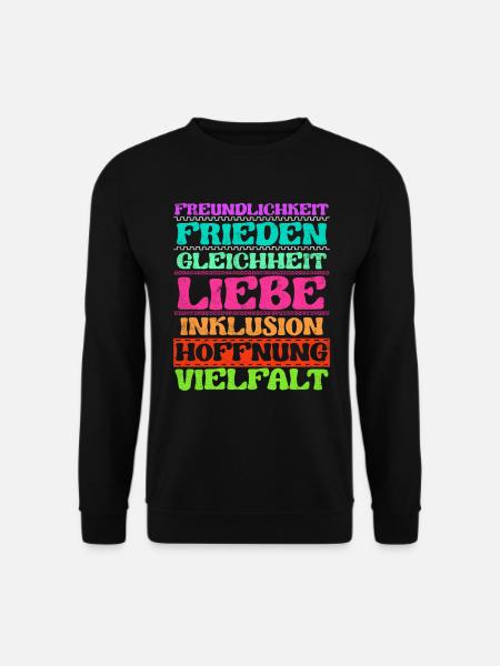 Inklusion Freundlichkeit Frieden Liebe Vielfalt - Unisex Pullover - Schwarz