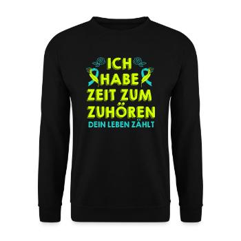 Mental Health Dein Leben zählt Awareness - Unisex Pullover - Schwarz - Vorne - Alina (178cm) & Michal (187cm)
