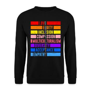 Inklusion Gleichheit Freundlichkeit Akzeptanz - Unisex Pullover - Schwarz - Vorne - Alina (178cm) & Michal (187cm)