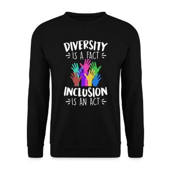 La diversité est un fait L’inclusion est un acte Vielfalt - Sweat-shirt Unisexe - noir - Devant - Alina (178cm) & Michal (187cm)