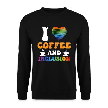 J’adore le café et le handicap Inklusion - Sweat-shirt Unisexe - noir - Devant - Alina (178cm) & Michal (187cm)