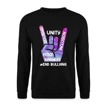 Stop Bullying Awareness und Solidarität für - Unisex Pullover - Schwarz - Vorne - Alina (178cm) & Michal (187cm)