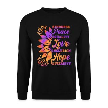 Inclusion Kindness Peace Hope - Unisex Sweatshirt - black - Front - Alina (178cm) & Michal (187cm)