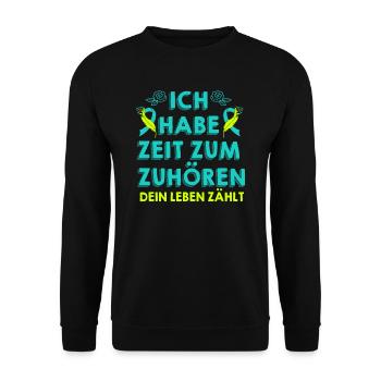 Mental Health Dein Leben zählt Awareness - Unisex Pullover - Schwarz - Vorne - Alina (178cm) & Michal (187cm)
