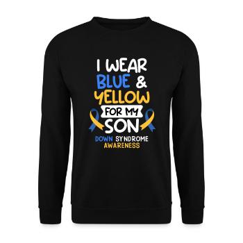 Down Syndrom Vater und Mutter mit Kind - Unisex Pullover - Schwarz - Vorne - Alina (178cm) & Michal (187cm)